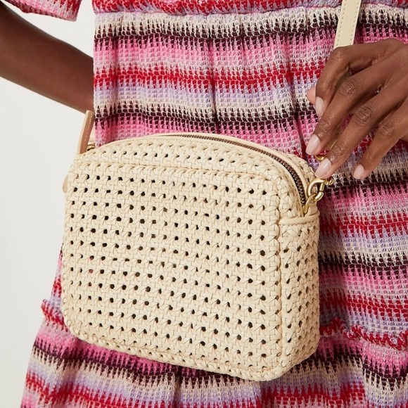Clare V Handbags - Clare V Midi Sac Cream Rattan Woven Leather Crossbody Bag